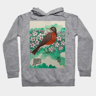 Connecticut state bird and flower, the robin and mountain laurel Hoodie